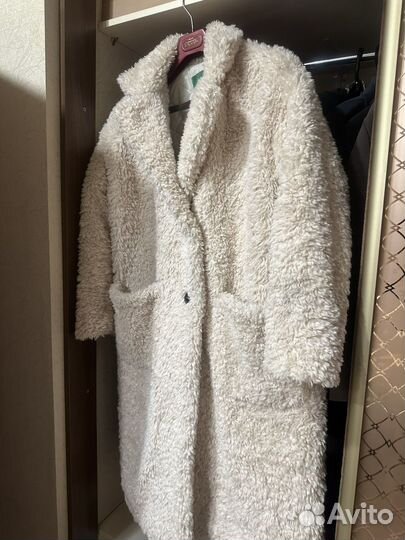 Искусственная шуба белая длинная тедди