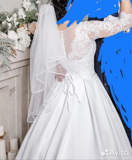 Свадебное платье 44 46 бу