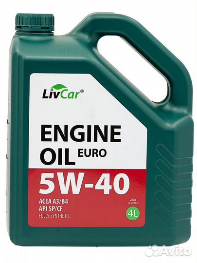 Масло моторное 5W40 livcar Engine Oil euro acea A3