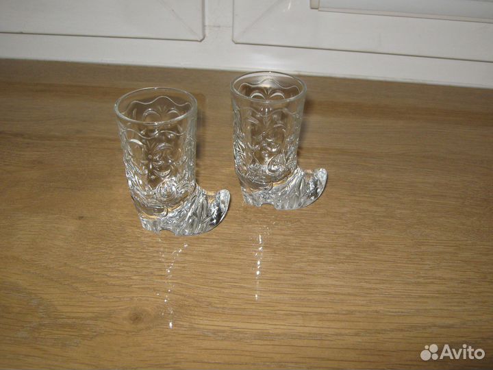 Хрустальные рюмки стопки Сапожки СССР Цена за две
