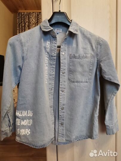 Джинсовая рубашка на мальчика, рост 152