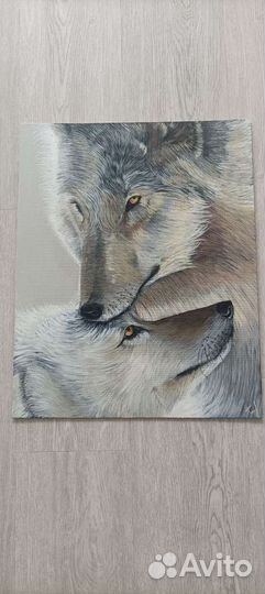 Картина волков акрилом на холсте 40х50см