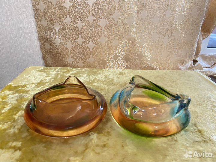 Вазочки-пепельницы, чешское стекло