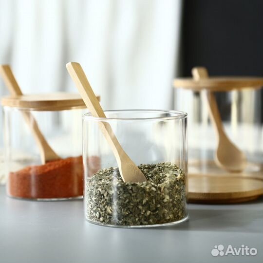 Набор баночек для специй с ложкой