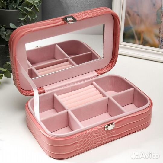 Шкатулка кожзам для украшений 'Кожа питона' светло