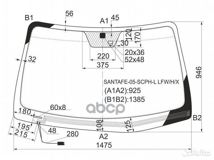 Стекло лобовое с обогревом щеток + дд hyundai S