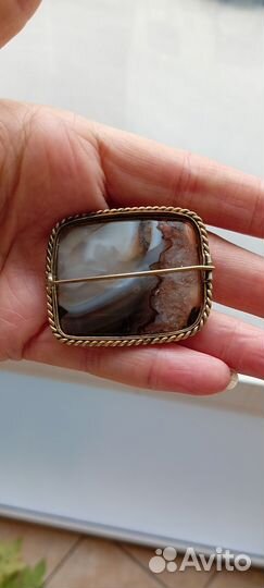 Брошь старинная натуральный агат СССР
