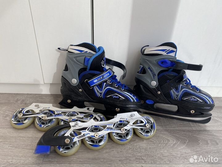 Роликовые коньки детские раздвижные, 2в1