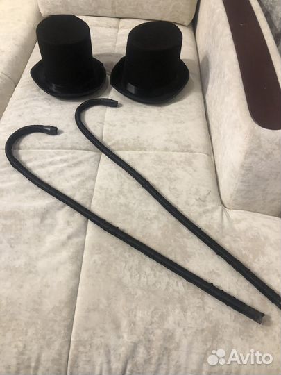 Шляпа фетровая цилиндр и трость