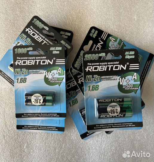 Аккумуляторы Ni-Zn AA/AAA 1,6В Robiton