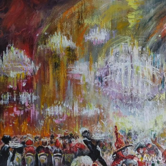 Банкет картина маслом на холсте 40х60 см