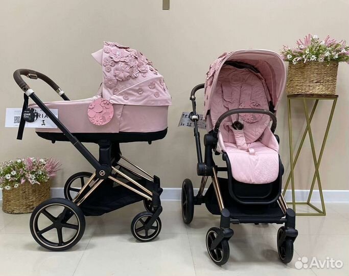 Cybex priam 4 pink flowers 2 в1