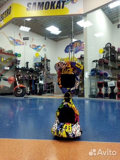 Новый Гироскутер желтый графити EcoBoom 10 дюймов