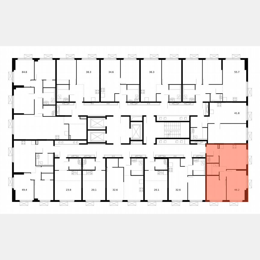2-к. квартира, 46,2 м², 16/24 эт.