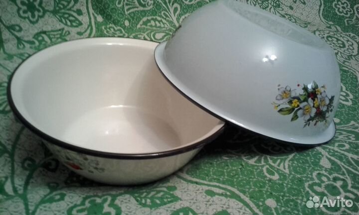 Миска эмал. 3 л, диам.28 см, блюдо огнеупор.стекло