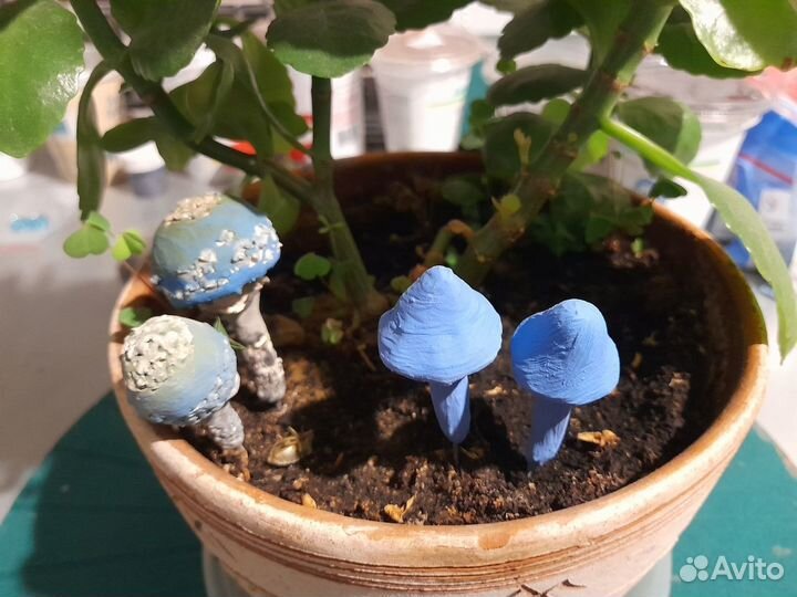 Грибы керамика ручная работа в цветочный горшок