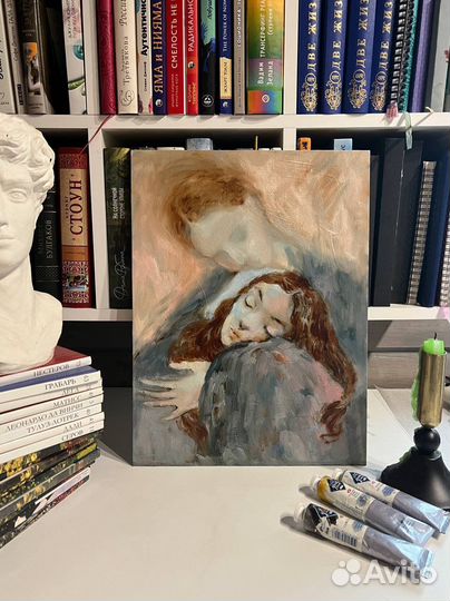 Картина маслом ангел обнимает поддержка молитва