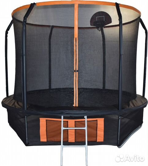 Батут, с лестницей и баскетбольным кольцом