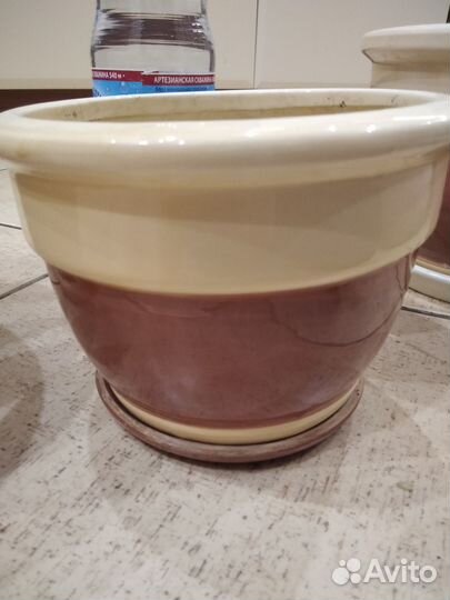 Горшки керамические для цветов б/у комплект 3 шт