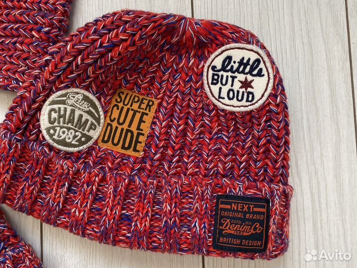 Шапка, шарф, варежки next на 1-2 года