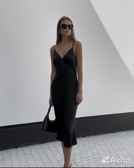 Платье комбинации миди женское черное