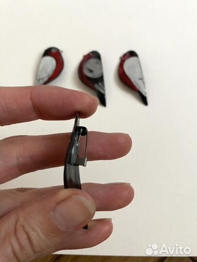 Брошь, горячая эмаль, снегирь