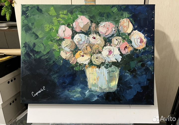 Картина маслом на холсте Цветы 30/40