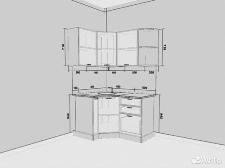 Угловая модульная кухня Модена со склада