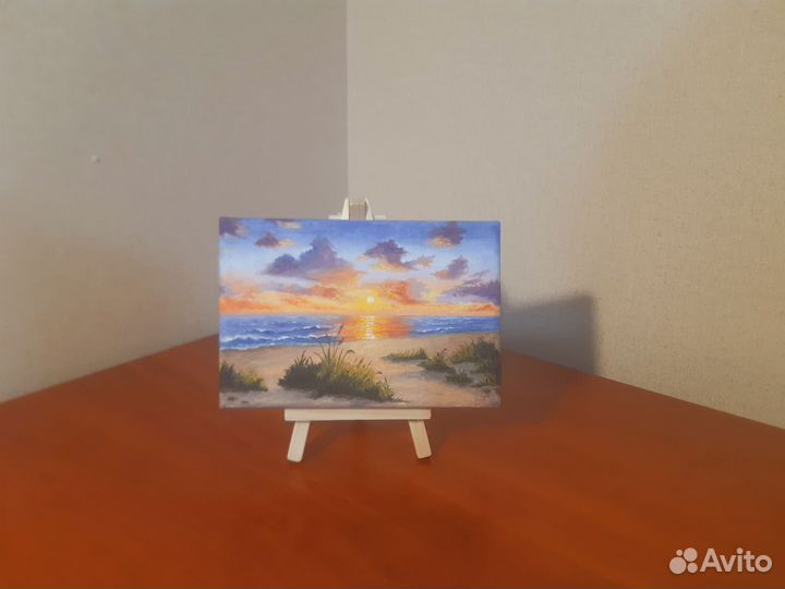 Мини картина маслом море дюны