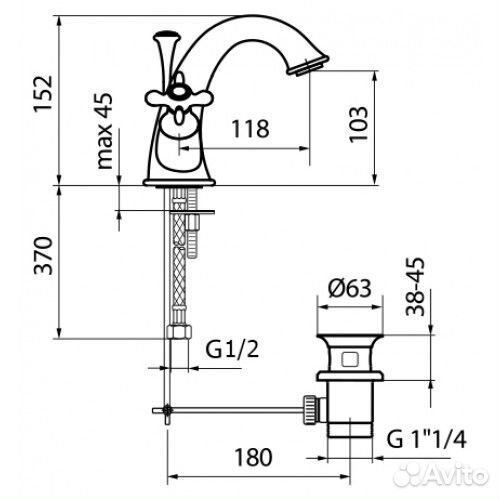 Смеситель для раковины Webert Ottocento OT 700102.010