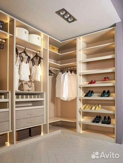 Гардеробная на заказ, производство мебели