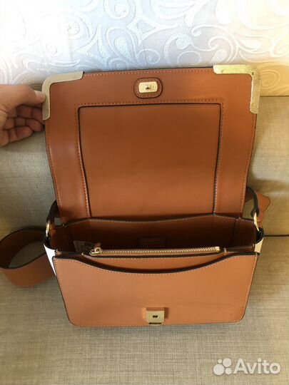 Сумка бело-коричневая кожа (торг) снежная королева