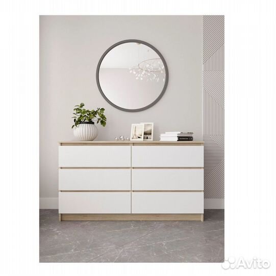 Комод Мори 1380 6 ящиков Сонома/Белый