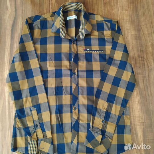 Мужская рубашка в клетку 50-52 размер