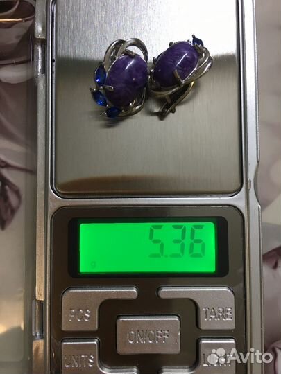 Серьги серебро 925 чароит