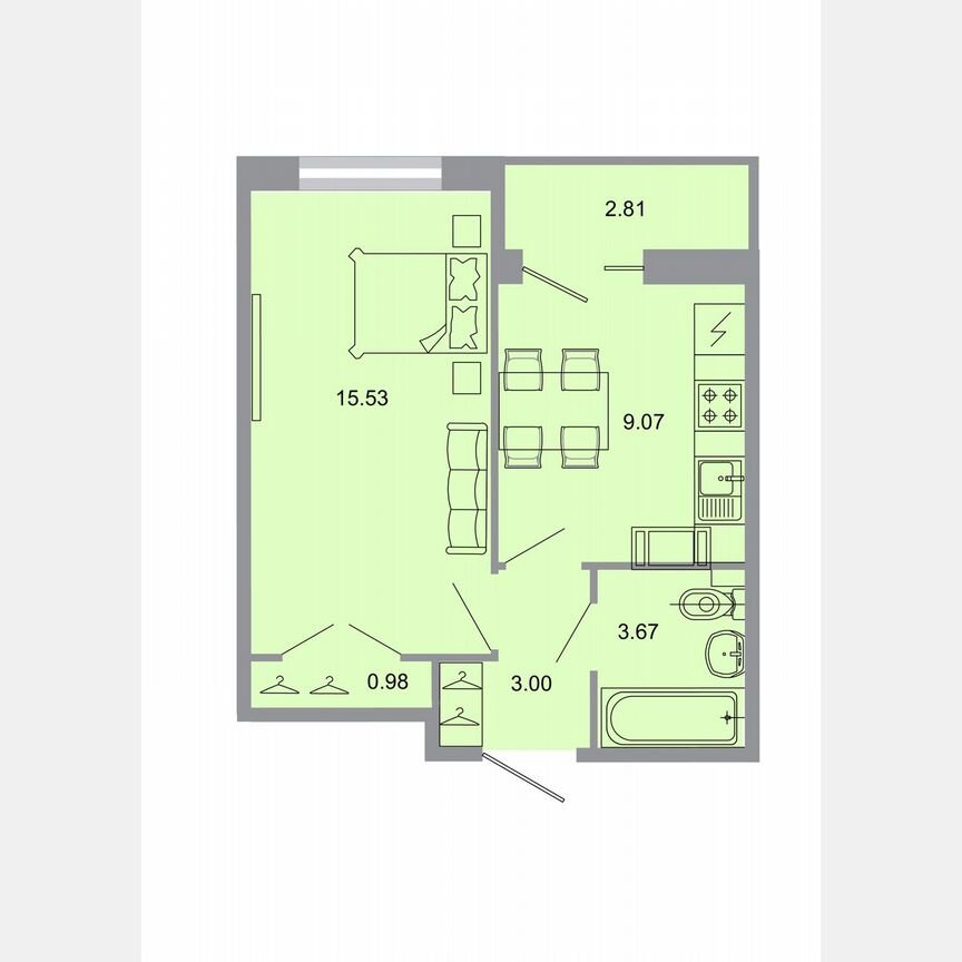 1-к. квартира, 33 м², 7/20 эт.