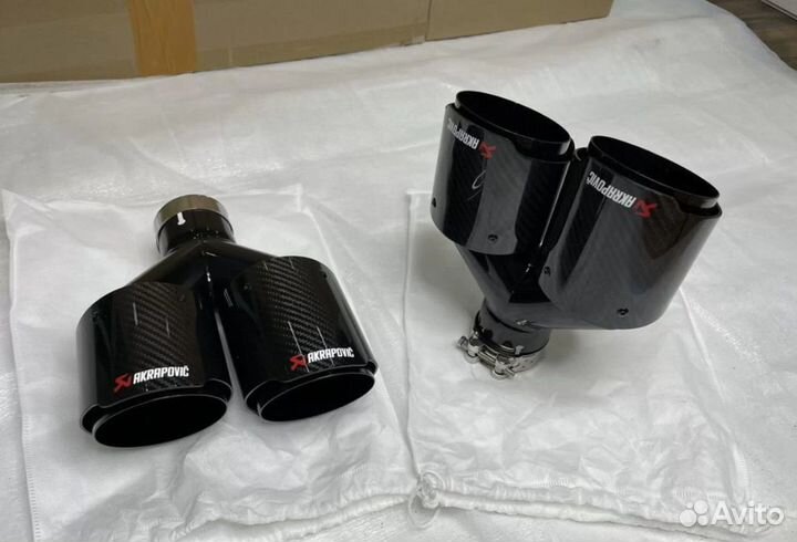 Насадки 101мм Акрапович Black carbon BMW глушителя