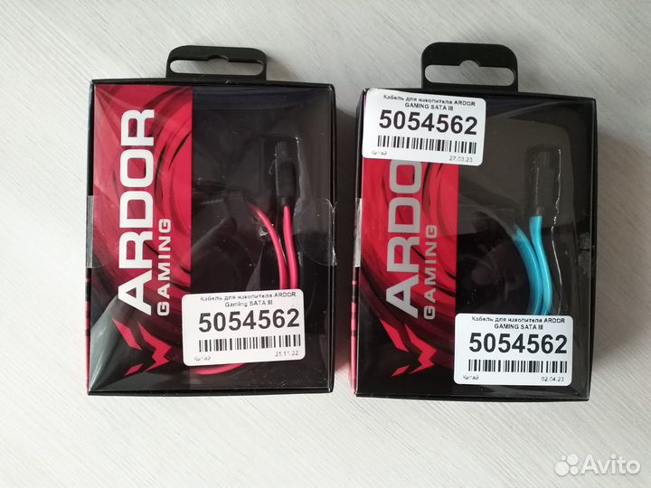 Кабель SATA 3, 2шт, красный, голубой