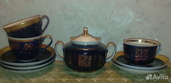 Сахарница/блюдца/чашки Кобальт Винтаж СССР