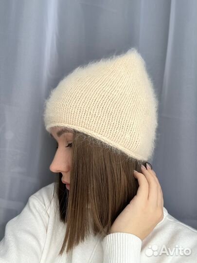 Шапка бини женская пух норки