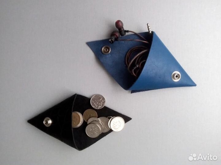Кошелёк Монетница чехол для наушников натур. кожа