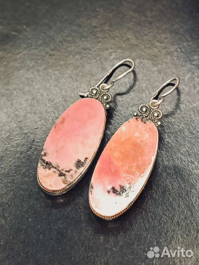 Серьги серебро 916 Родонит.мюз СССР