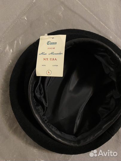 Берет кашемировый с отделкой кожей Италия Оригинал