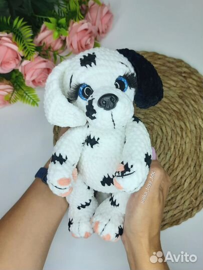 Собака далматинец вязаная игрушка ручной работы