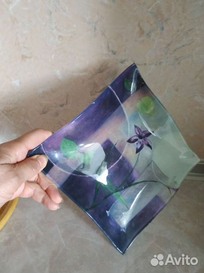 Большая тарелка блюдо из стекла