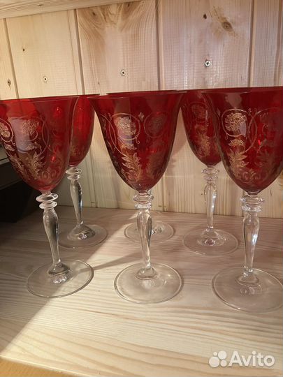 Фужеры рубиновые бокалы богемия словакия
