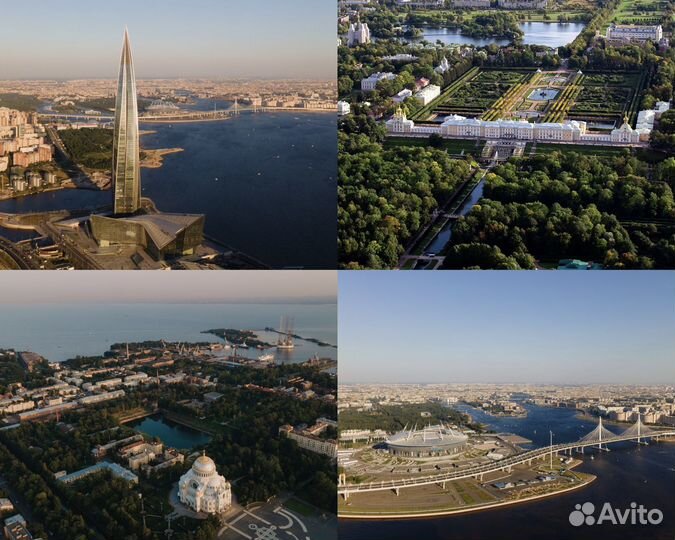 Полет на самолете над Санкт-Петербургом