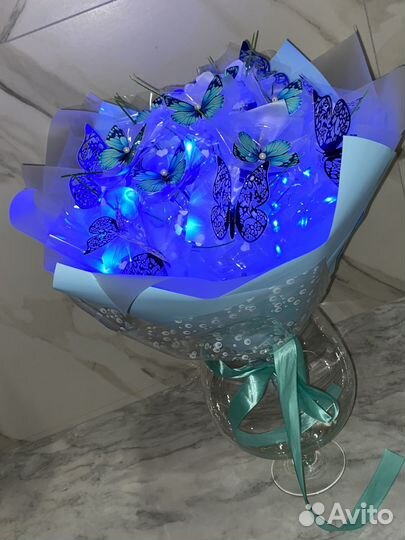 Букет из бабочек, букет ночник, святящийся букет