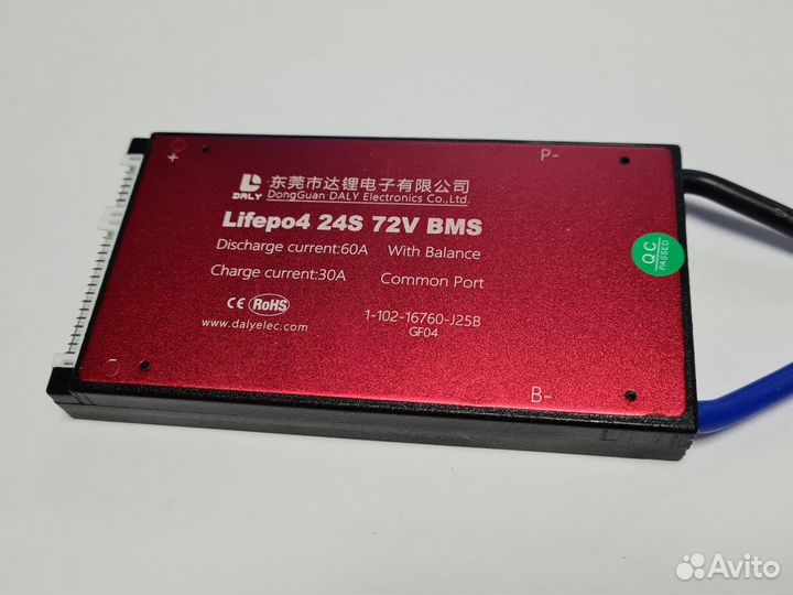Плата контроля BMS lifepo4 24S 72V 60A
