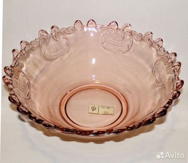 Ваза салатница розалиновое стекло 1 кдо СССР